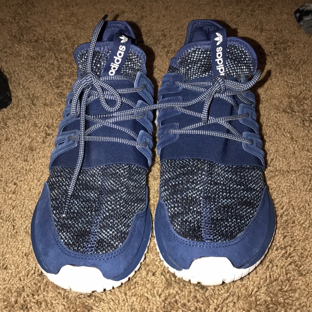 Adidas Navy Suede Tubular Tennis Shoes